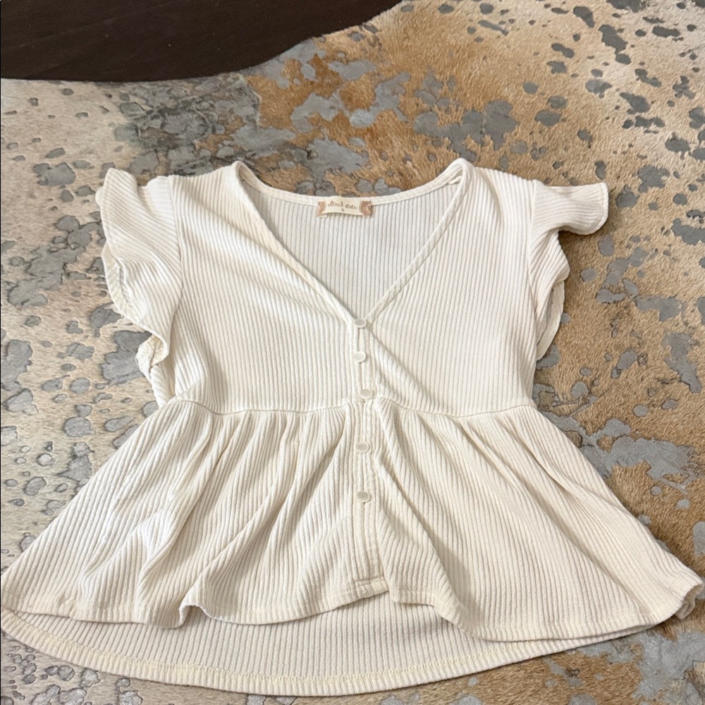 Altar'd State Cream Button-Front Blouse